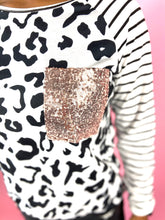Load image into Gallery viewer, Leopard Long Sleeve w/ Pink Sequins Pocket